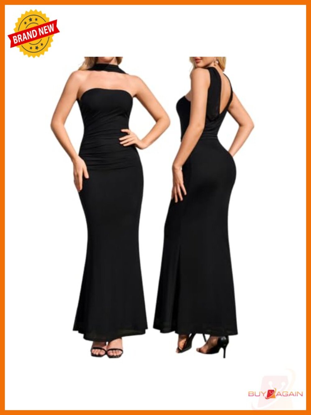 Auraxe Elegant Halter Maxi Dress Bodycon Formal Wedding Guest